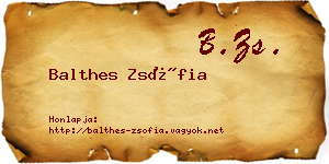 Balthes Zsófia névjegykártya